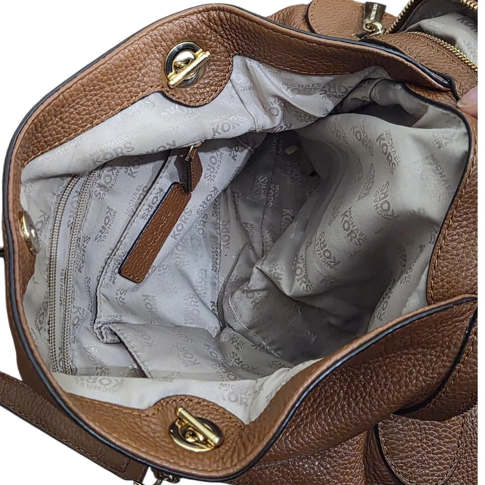 Michael Kors Tan Leather Shoulder Bag with Gold Accents